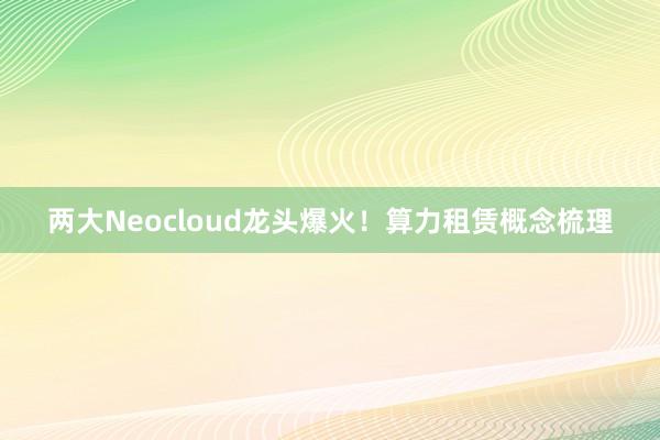 两大Neocloud龙头爆火！算力租赁概念梳理