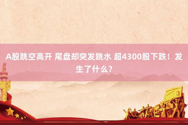 A股跳空高开 尾盘却突发跳水 超4300股下跌！发生了什么？