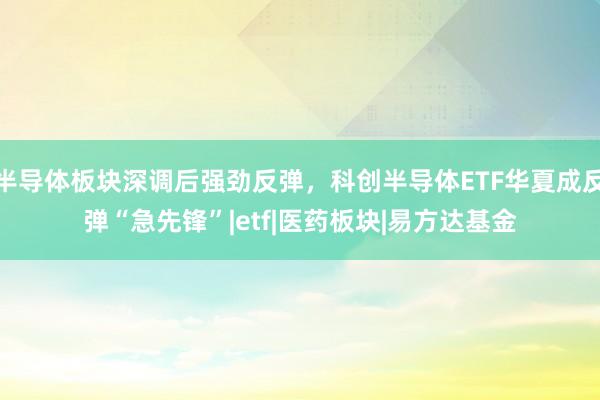 半导体板块深调后强劲反弹,科创半导体ETF华夏成反弹“急先锋”|etf|医药板块|易方达基金
