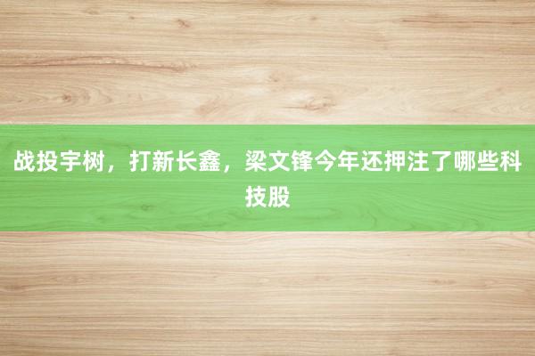 战投宇树，打新长鑫，梁文锋今年还押注了哪些科技股