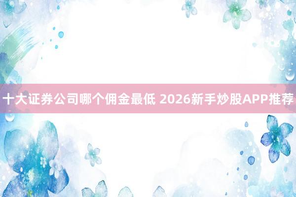 十大证券公司哪个佣金最低 2026新手炒股APP推荐