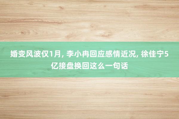 婚变风波仅1月, 李小冉回应感情近况, 徐佳宁5亿接盘换回这么一句话