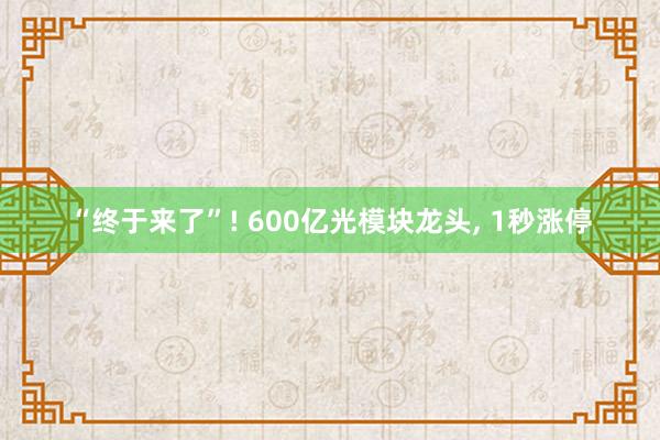 “终于来了”! 600亿光模块龙头, 1秒涨停