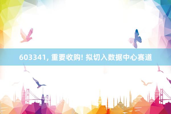 603341, 重要收购! 拟切入数据中心赛道