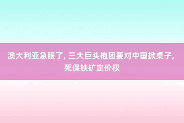 澳大利亚急眼了, 三大巨头抱团要对中国掀桌子, 死保铁矿定价权