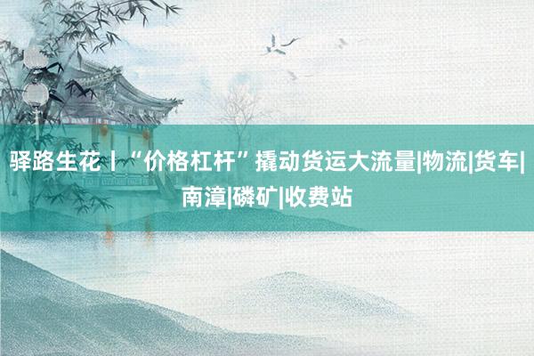 驿路生花丨“价格杠杆”撬动货运大流量|物流|货车|南漳|磷矿|收费站