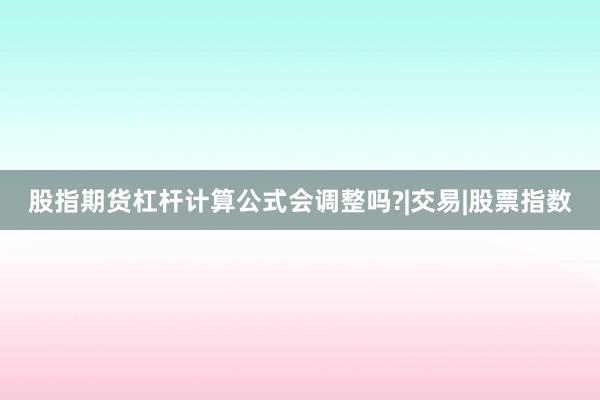 股指期货杠杆计算公式会调整吗?|交易|股票指数