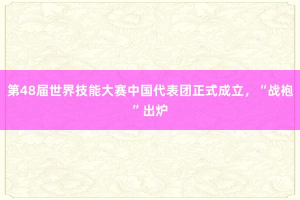 第48届世界技能大赛中国代表团正式成立，“战袍”出炉
