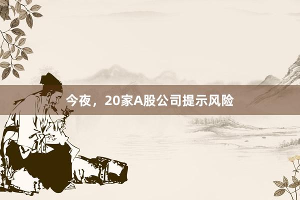 今夜,20家A股公司提示风险