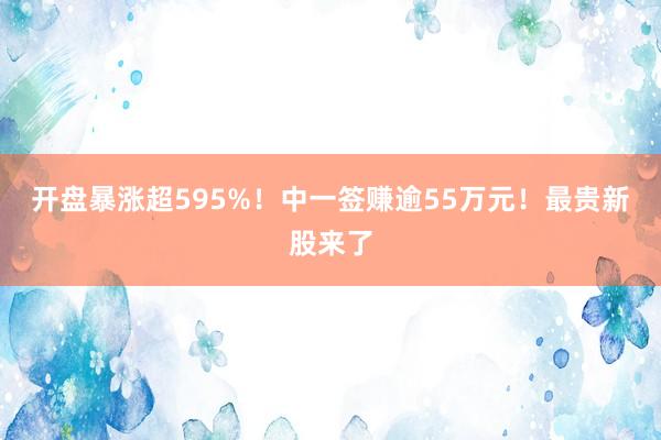 开盘暴涨超595%！中一签赚逾55万元！最贵新股来了