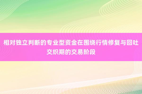 相对独立判断的专业型资金在围绕行情修复与回吐交织期的交易阶段