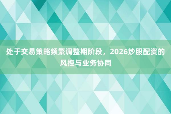 处于交易策略频繁调整期阶段，2026炒股配资的风控与业务协同