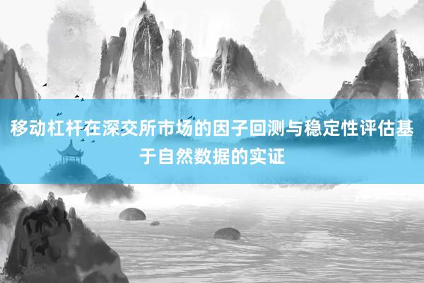 移动杠杆在深交所市场的因子回测与稳定性评估基于自然数据的实证