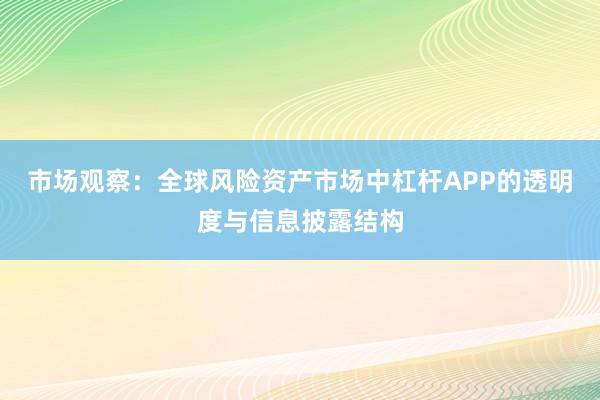 市场观察：全球风险资产市场中杠杆APP的透明度与信息披露结构