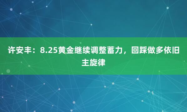 许安丰：8.25黄金继续调整蓄力，回踩做多依旧主旋律