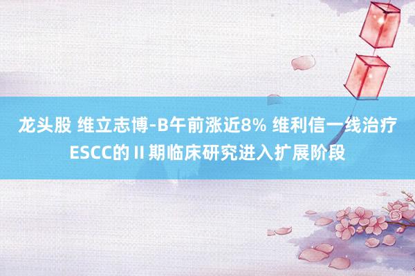 龙头股 维立志博-B午前涨近8% 维利信一线治疗ESCC的Ⅱ期临床研究进入扩展阶段