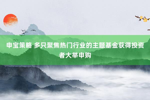 申宝策略 多只聚焦热门行业的主题基金获得投资者大举申购