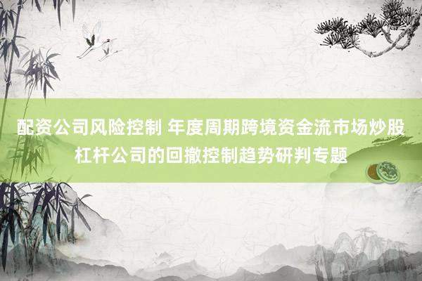 配资公司风险控制 年度周期跨境资金流市场炒股杠杆公司的回撤控制趋势研判专题