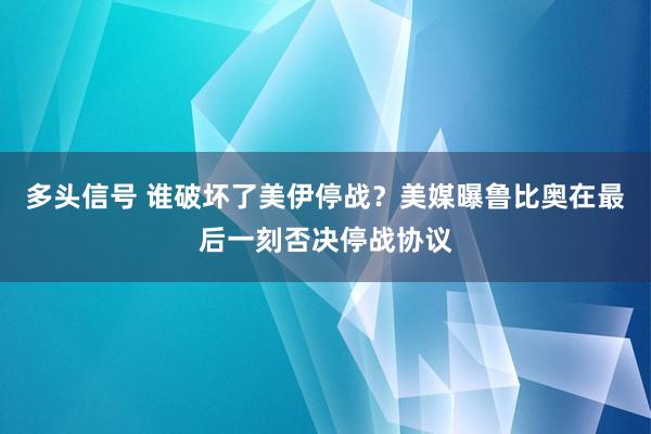 多头信号 谁破坏了美伊停战？美媒曝鲁比奥在最后一刻否决停战协议