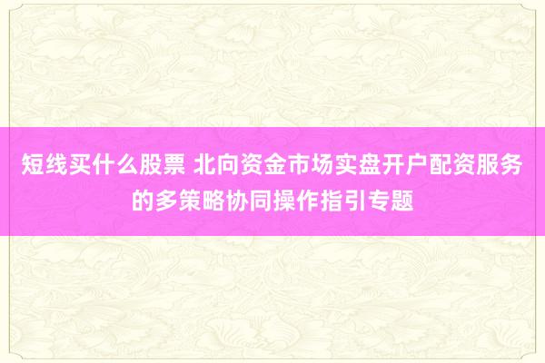 短线买什么股票 北向资金市场实盘开户配资服务的多策略协同操作指引专题