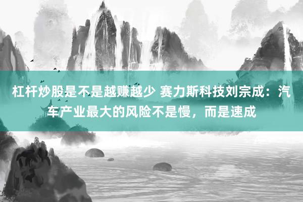 杠杆炒股是不是越赚越少 赛力斯科技刘宗成：汽车产业最大的风险不是慢，而是速成