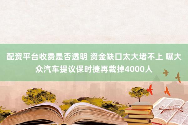 配资平台收费是否透明 资金缺口太大堵不上 曝大众汽车提议保时捷再裁掉4000人