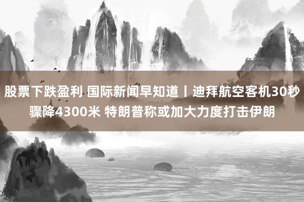 股票下跌盈利 国际新闻早知道丨迪拜航空客机30秒骤降4300米 特朗普称或加大力度打击伊朗