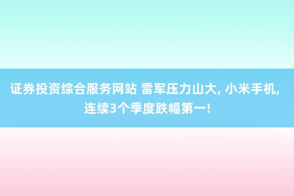 证券投资综合服务网站 雷军压力山大, 小米手机, 连续3个季度跌幅第一!